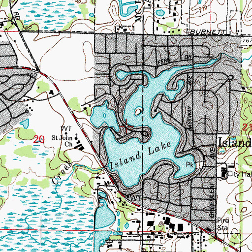Topographic Map of Village of Island Lake, IL