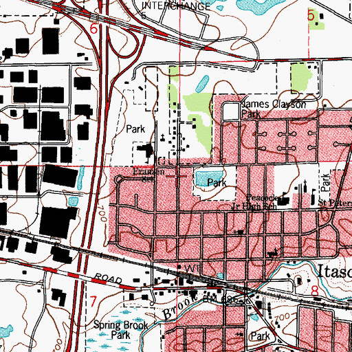 Topographic Map of Village of Itasca, IL