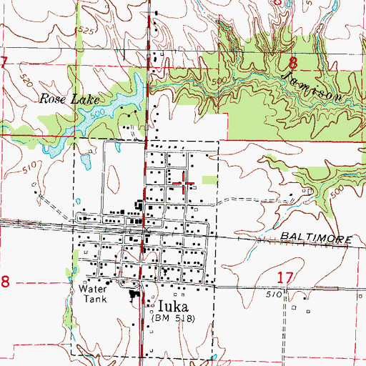 Topographic Map of Village of Iuka, IL