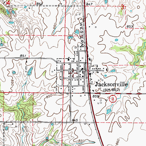 Topographic Map of Village of Jacksonville, MO