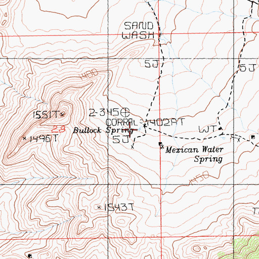 Topographic Map of Bullock Spring, CA