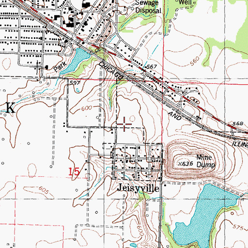 Topographic Map of Village of Jeisyville, IL