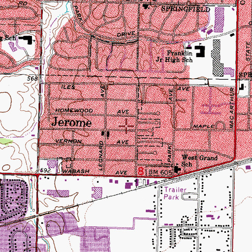 Topographic Map of Village of Jerome, IL