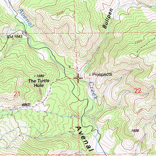 Topographic Map of Bullpen Canyon, CA