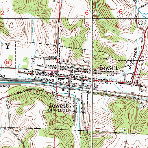Topographic Map of Village of Jewett, OH