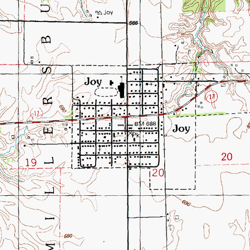 Topographic Map of Village of Joy, IL