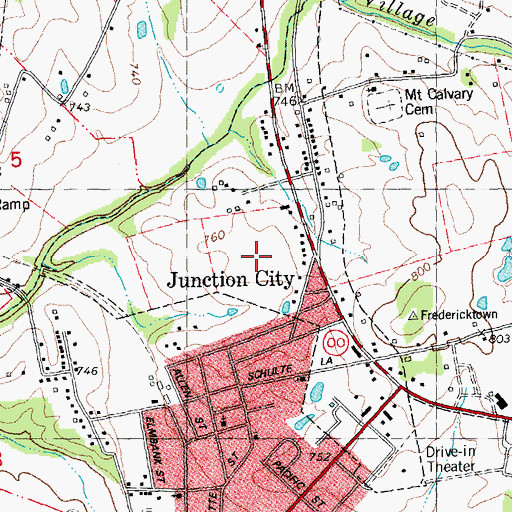 Topographic Map of Village of Junction City, MO