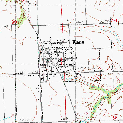 Topographic Map of Village of Kane, IL