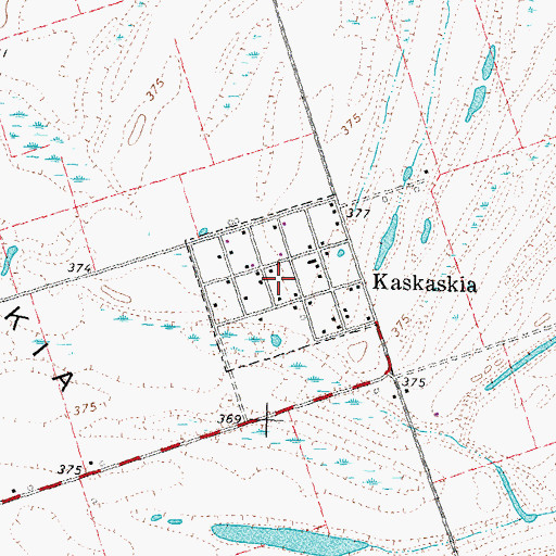 Topographic Map of Village of Kaskaskia, IL