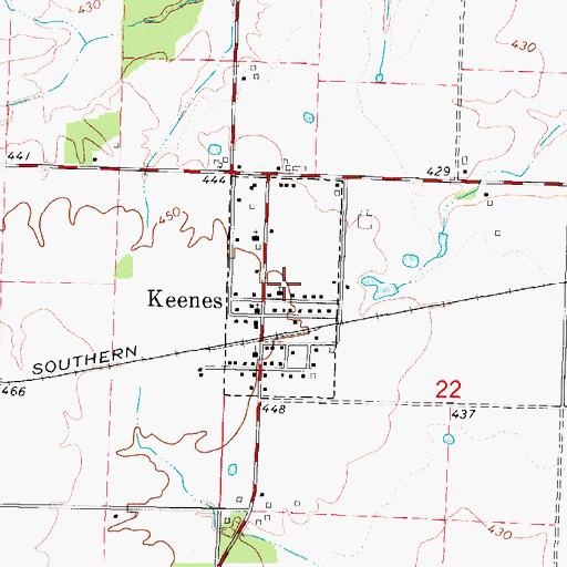 Topographic Map of Village of Keenes, IL