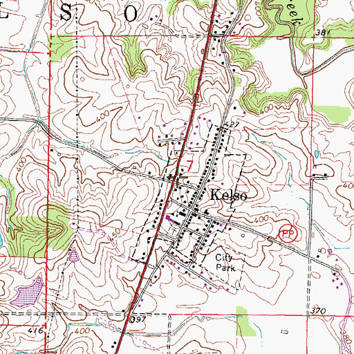 Topographic Map of Village of Kelso, MO