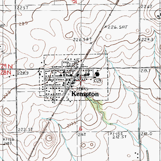 Topographic Map of Village of Kempton, IL