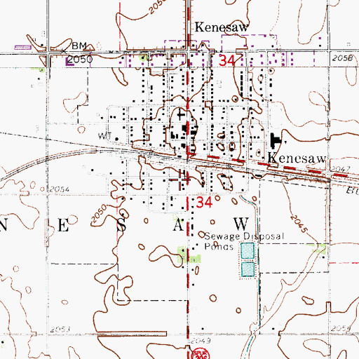 Topographic Map of Village of Kenesaw, NE
