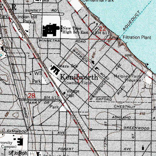 Topographic Map of Village of Kenilworth, IL