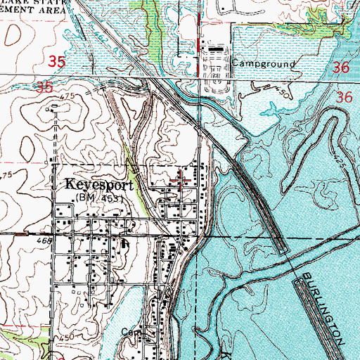 Topographic Map of Village of Keyesport, IL