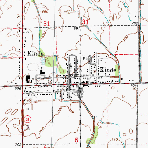 Topographic Map of Village of Kinde, MI