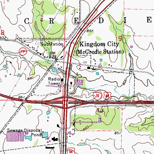 Topographic Map of Village of Kingdom City, MO
