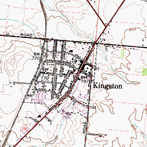 Topographic Map of Village of Kingston, OH