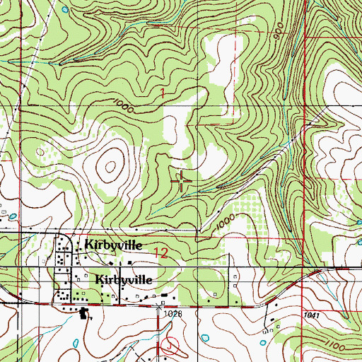 Topographic Map of Village of Kirbyville, MO