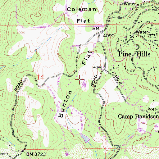 Topographic Map of Bunton Flat, CA