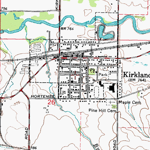 Topographic Map of Village of Kirkland, IL