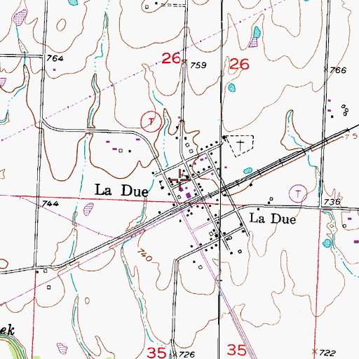 Topographic Map of Village of La Due, MO