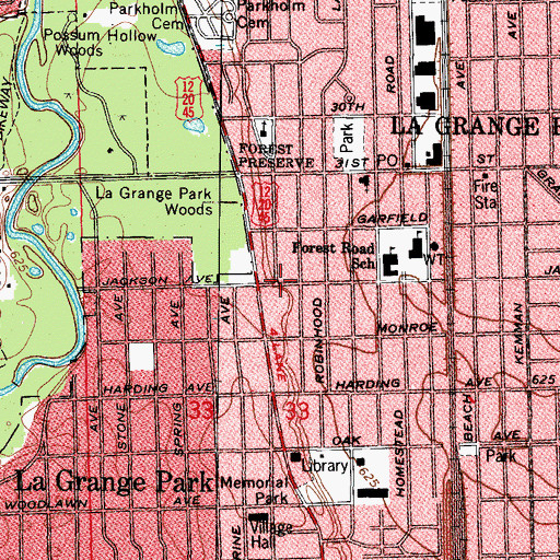 Topographic Map of Village of La Grange Park, IL
