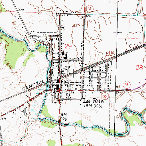Topographic Map of Village of La Rue, OH