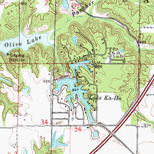Topographic Map of Village of Lake Ka-Ho, IL
