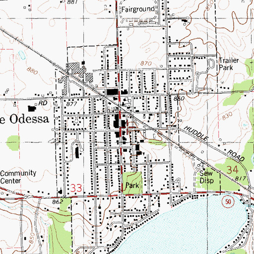 Topographic Map of Village of Lake Odessa, MI