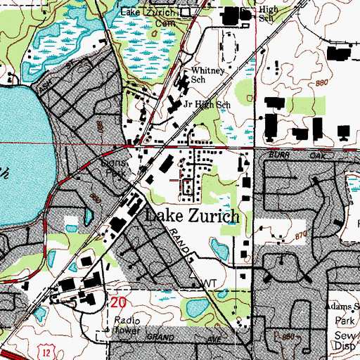 Topographic Map of Village of Lake Zurich, IL
