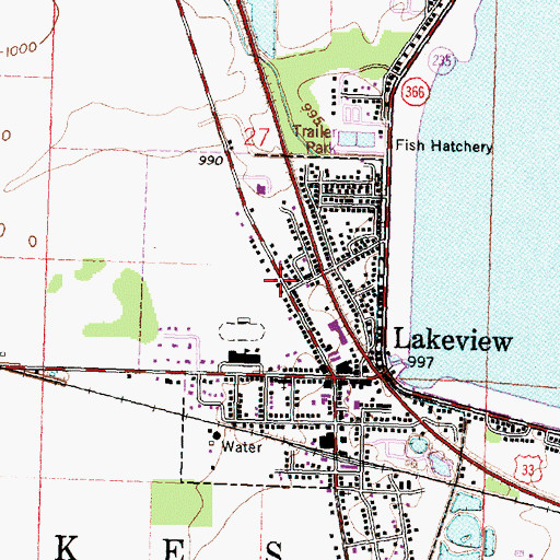 Topographic Map of Village of Lakeview, OH