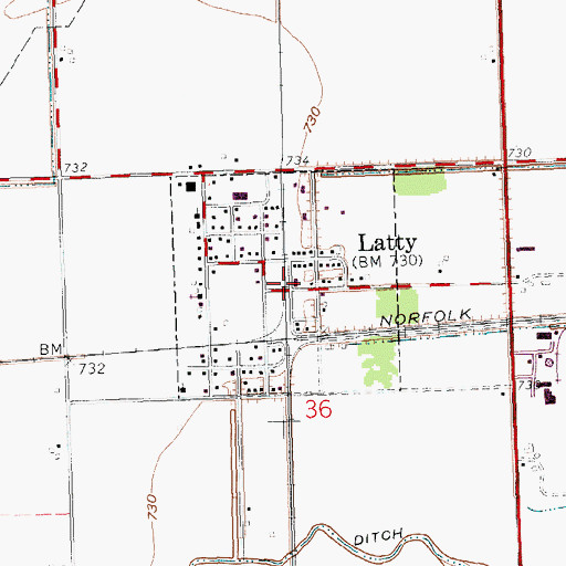Topographic Map of Village of Latty, OH
