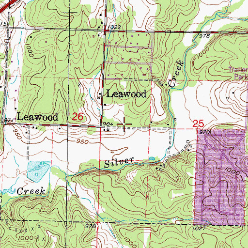 Topographic Map of Village of Leawood, MO