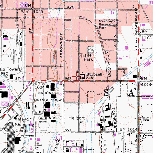 Topographic Map of Burbank Elementary School, CA