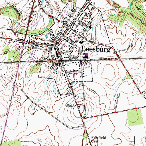 Topographic Map of Village of Leesburg, OH