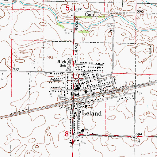 Topographic Map of Village of Leland, IL