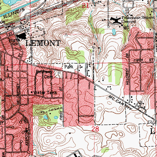 Topographic Map of Village of Lemont, IL