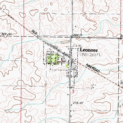 Topographic Map of Village of Leonore, IL