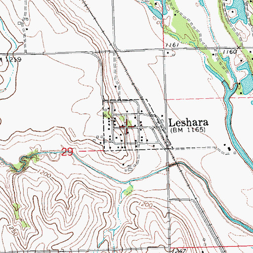 Topographic Map of Village of Leshara, NE