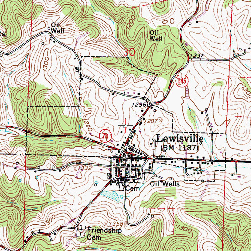 Topographic Map of Village of Lewisville, OH