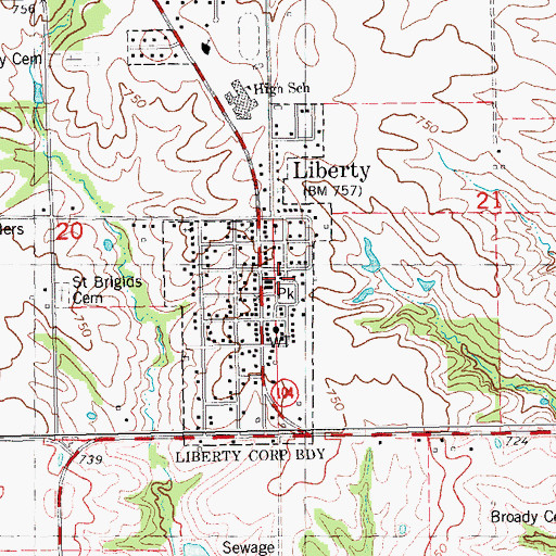 Topographic Map of Village of Liberty, IL