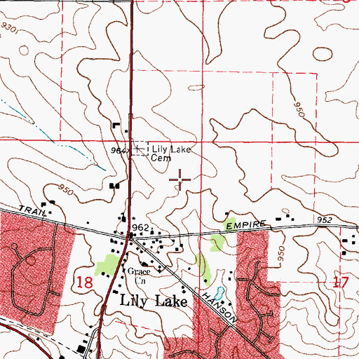 Topographic Map of Village of Lily Lake, IL
