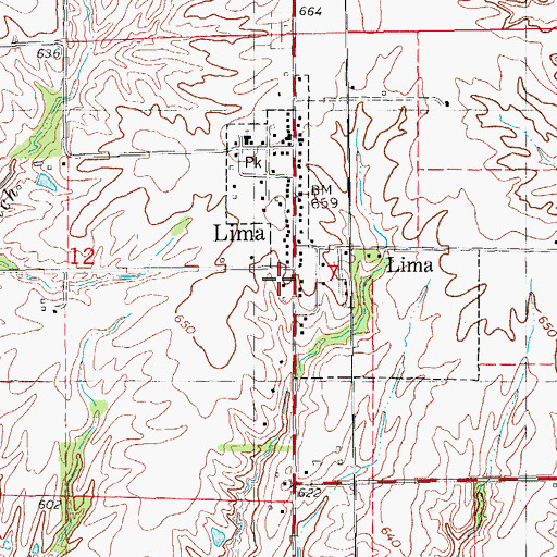 Topographic Map of Village of Lima, IL
