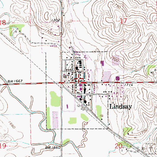 Topographic Map of Village of Lindsay, NE