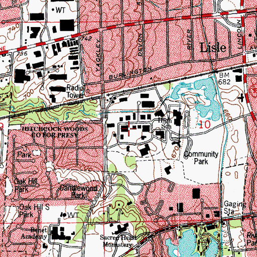 Topographic Map of Village of Lisle, IL