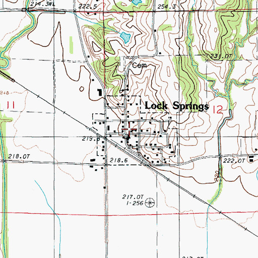 Topographic Map of Village of Lock Springs, MO