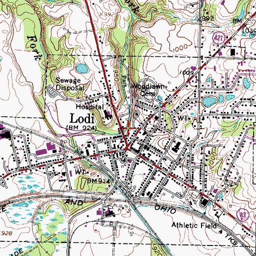 Topographic Map of Village of Lodi, OH