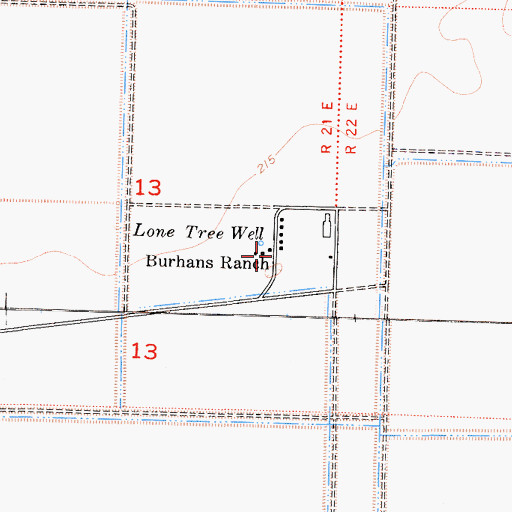 Topographic Map of Burhans Ranch, CA