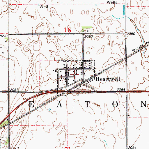 Topographic Map of Village of Heartwell, NE